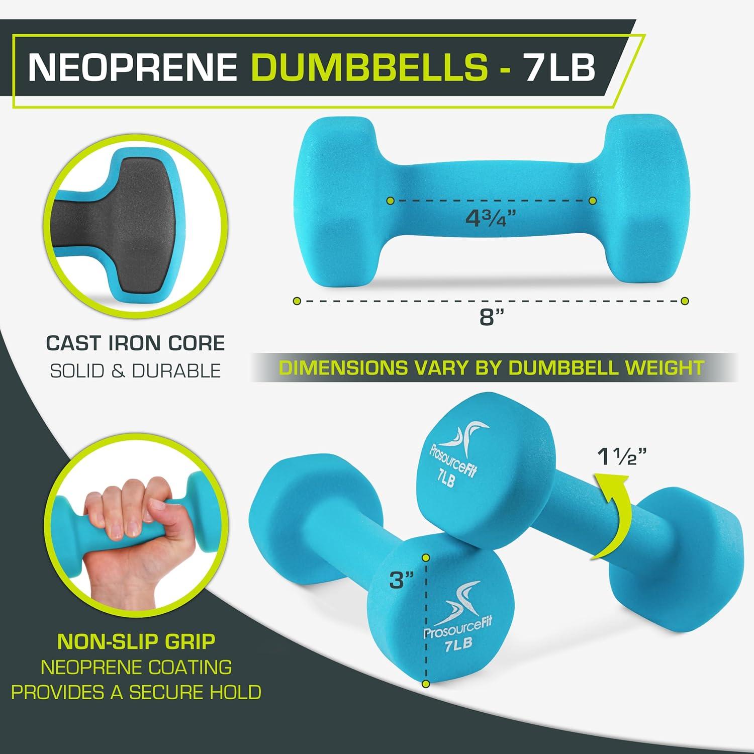 imageProsourceFit Neoprene Dumbbell Coated for NonSlip Grip 10 lbAqua  7LB