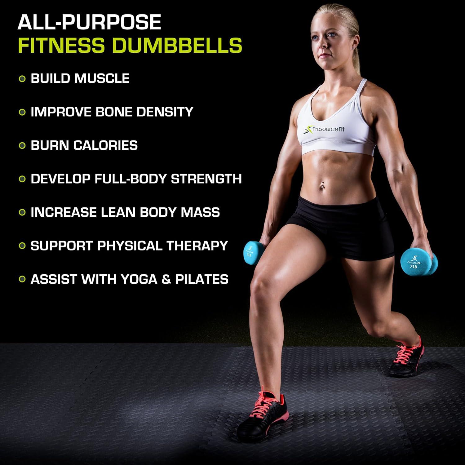 imageProsourceFit Neoprene Dumbbell Coated for NonSlip Grip 10 lbAqua  7LB