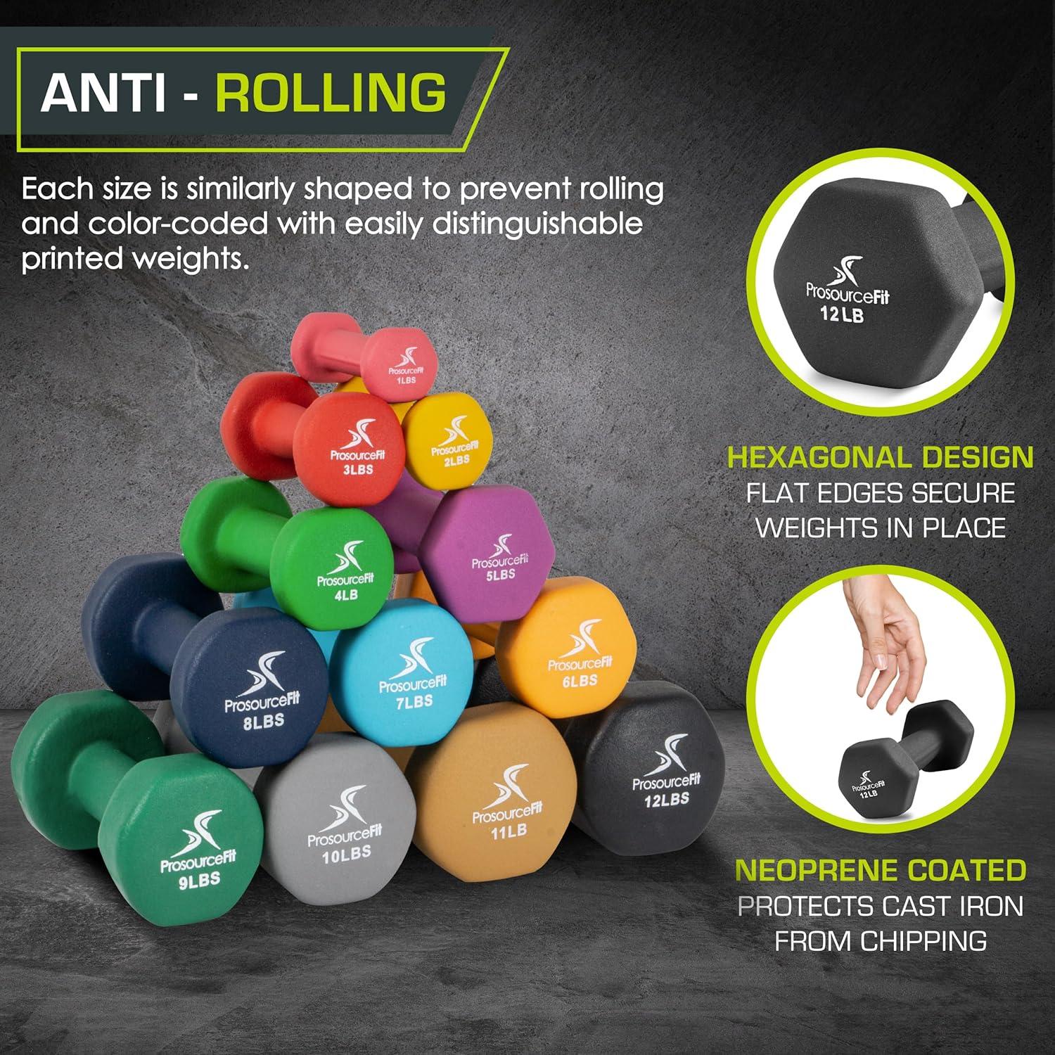 imageProsourceFit Neoprene Dumbbell Coated for NonSlip Grip 10 lbBlack  12LB