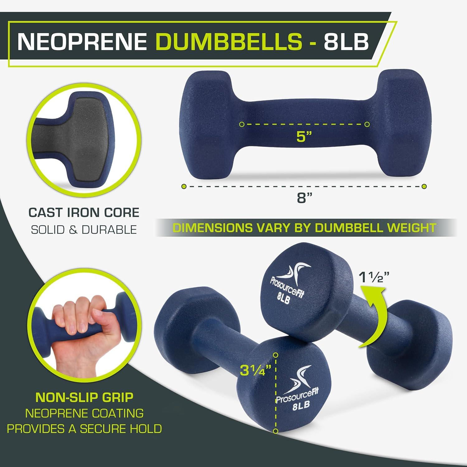 imageProsourceFit Neoprene Dumbbell Coated for NonSlip Grip 10 lbBlue  8LB