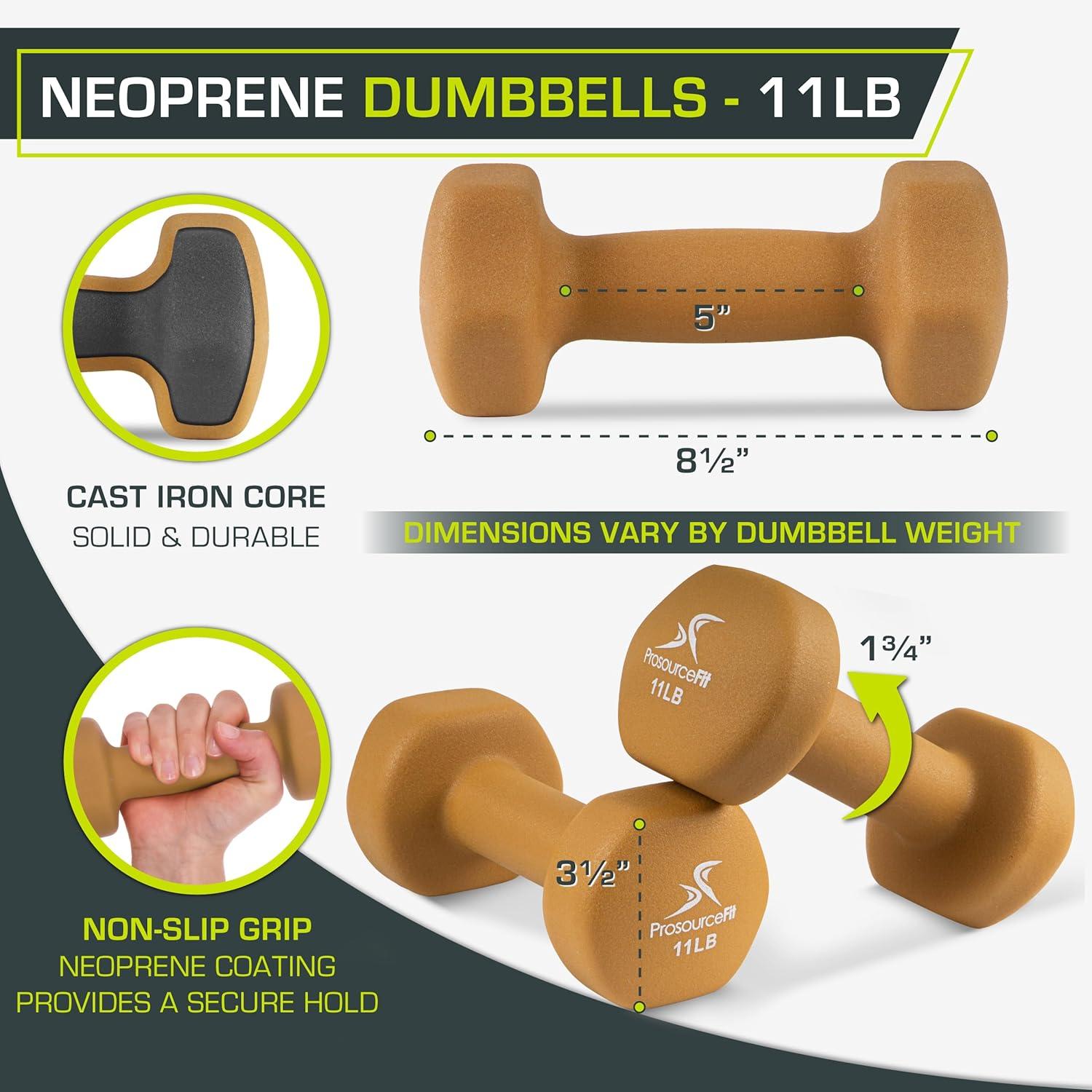 imageProsourceFit Neoprene Dumbbell Coated for NonSlip Grip 10 lbBrown  11LB