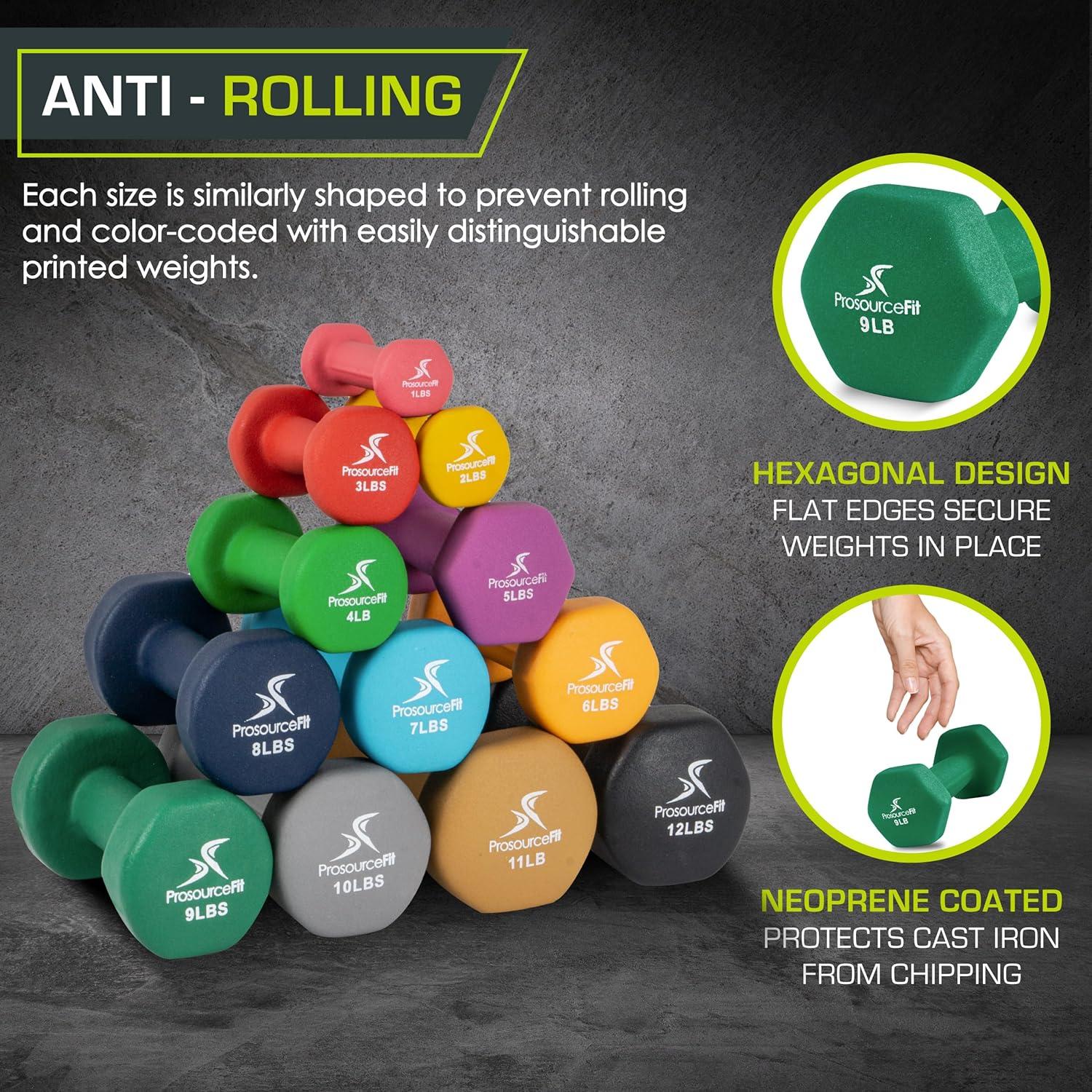 imageProsourceFit Neoprene Dumbbell Coated for NonSlip Grip 10 lbGreen  9LB