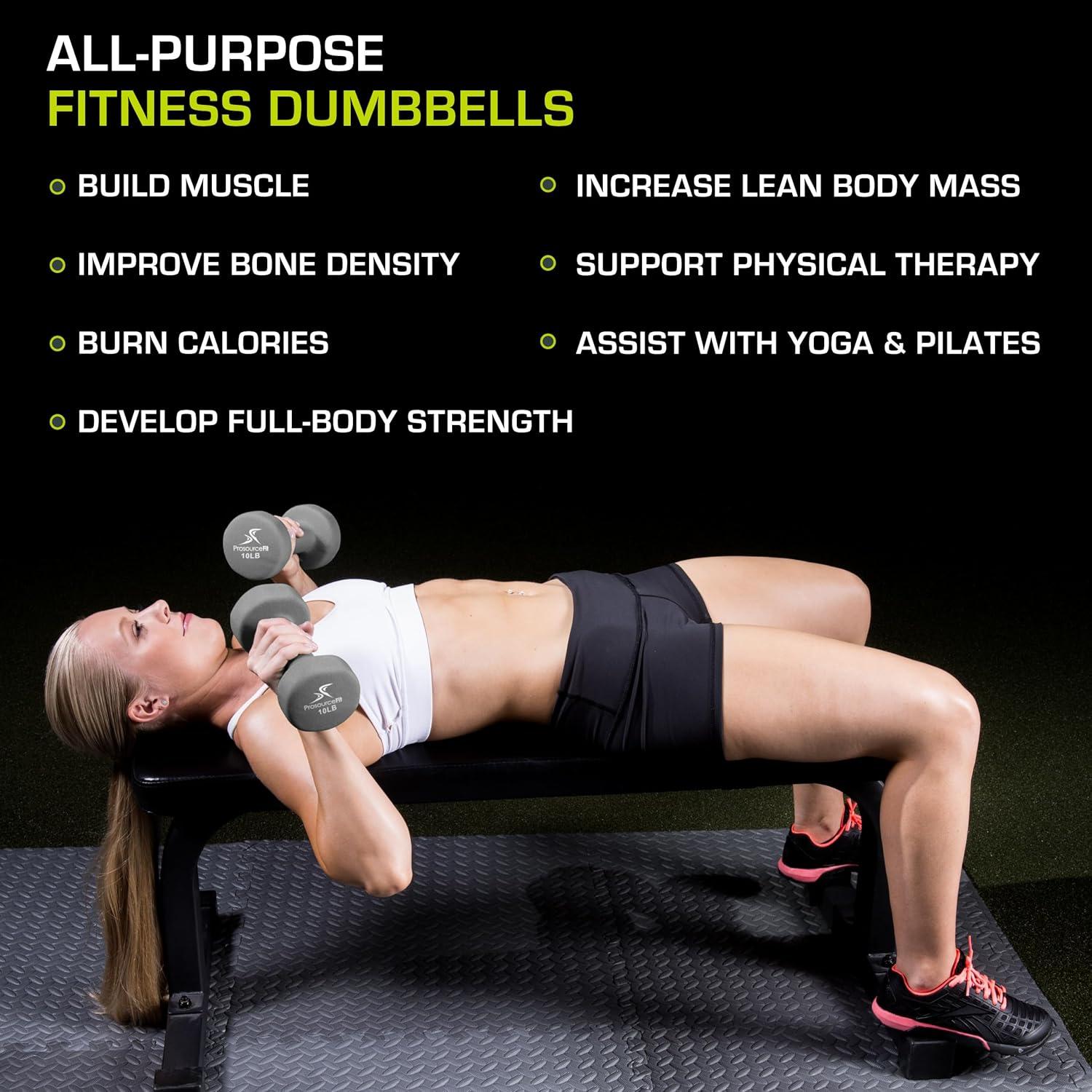 imageProsourceFit Neoprene Dumbbell Coated for NonSlip Grip 10 lbGrey  10LB
