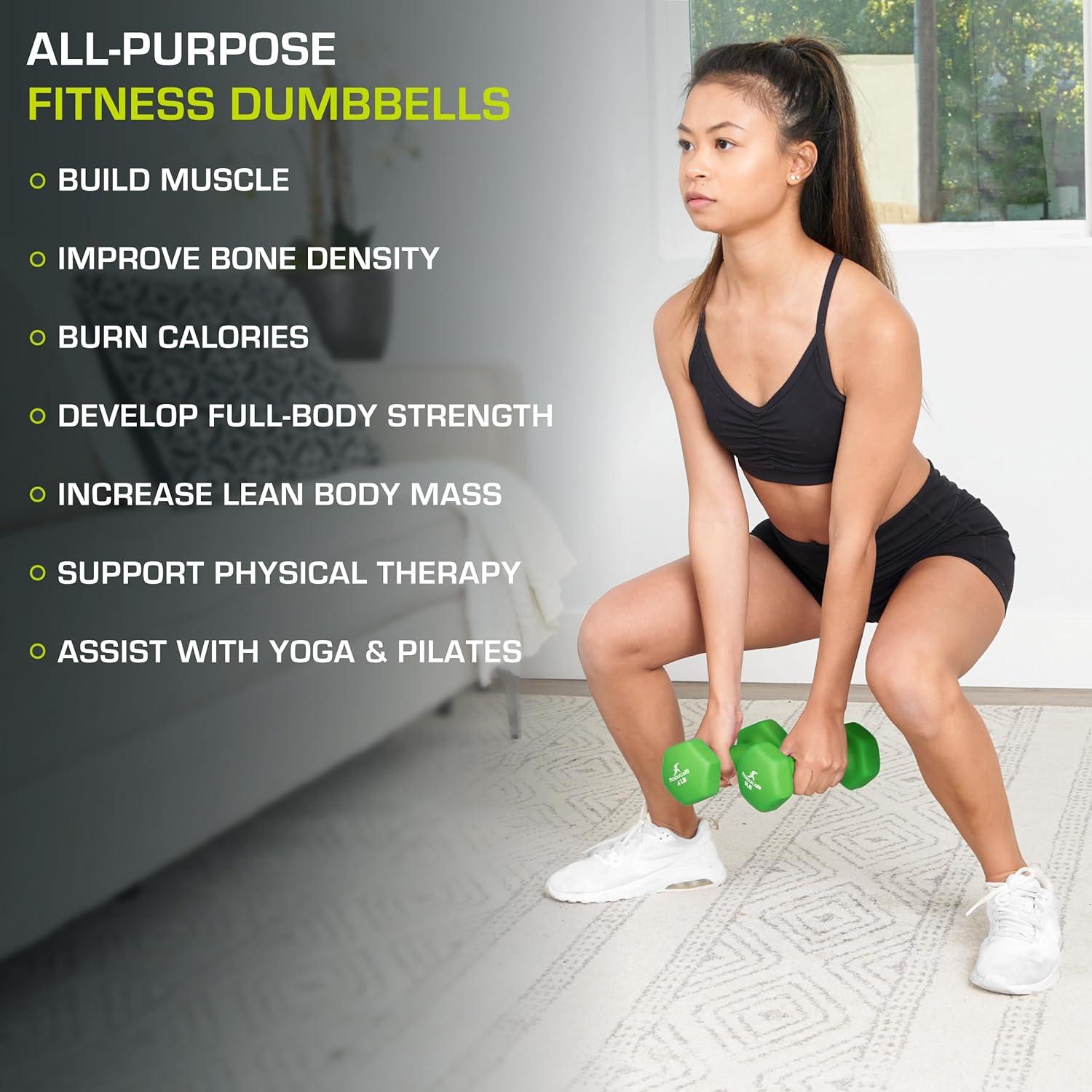 imageProsourceFit Neoprene Dumbbell Coated for NonSlip Grip 10 lbLime  4LB