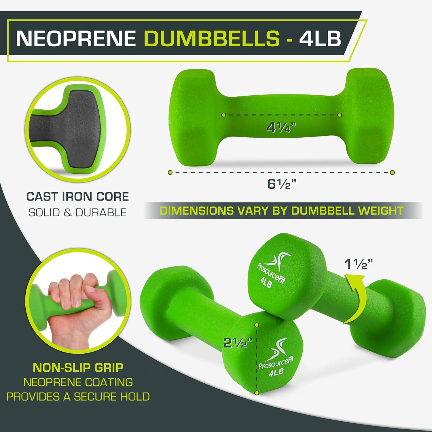imageProsourceFit Neoprene Dumbbell Coated for NonSlip Grip 10 lbLime  4LB
