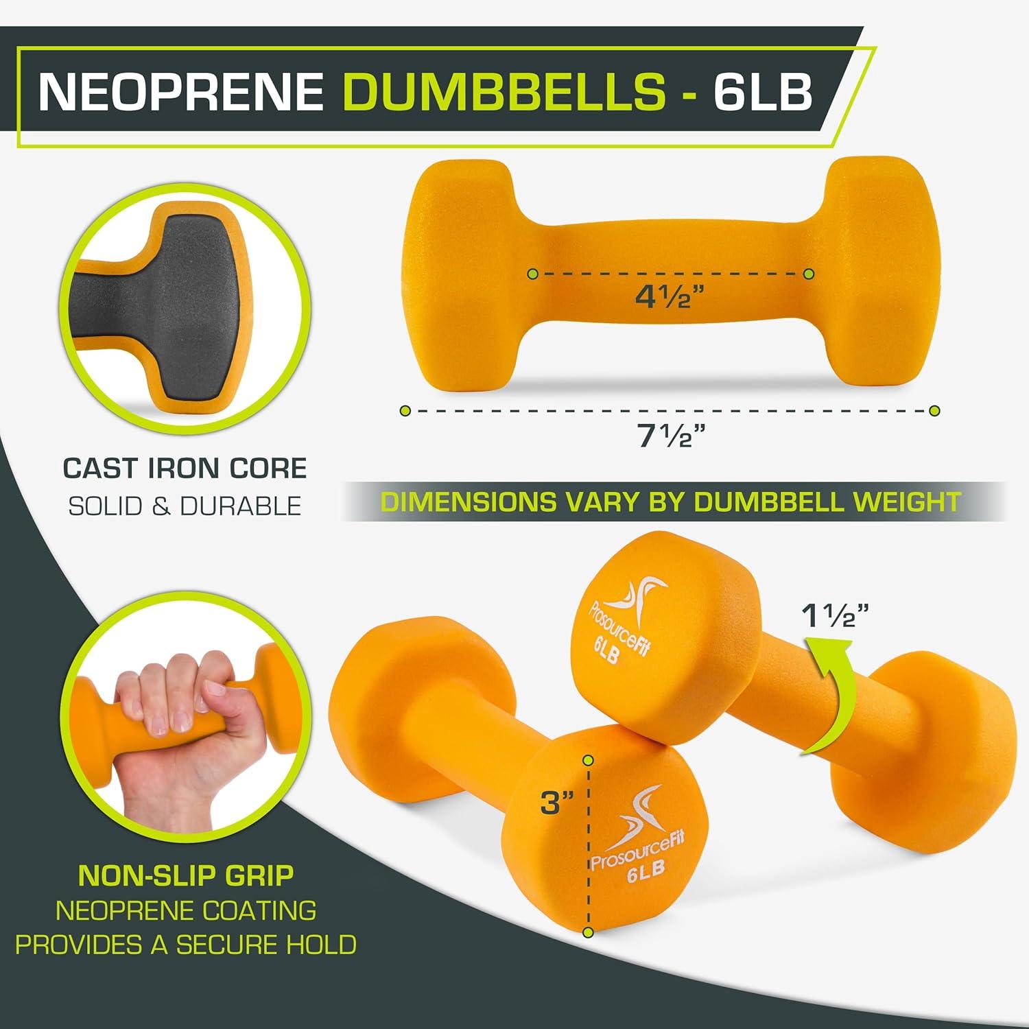 imageProsourceFit Neoprene Dumbbell Coated for NonSlip Grip 10 lbOrange  6LB