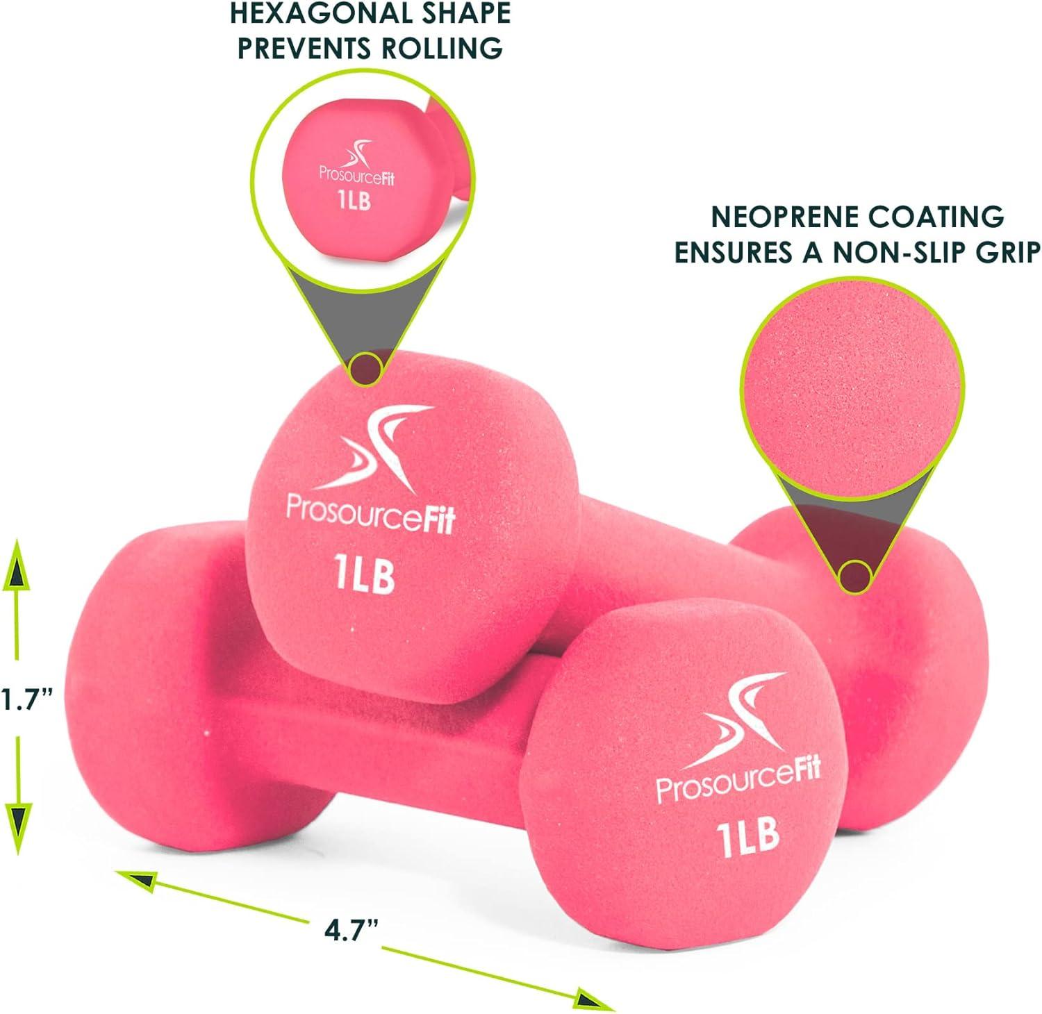imageProsourceFit Neoprene Dumbbell Coated for NonSlip Grip 10 lbPink  1LB