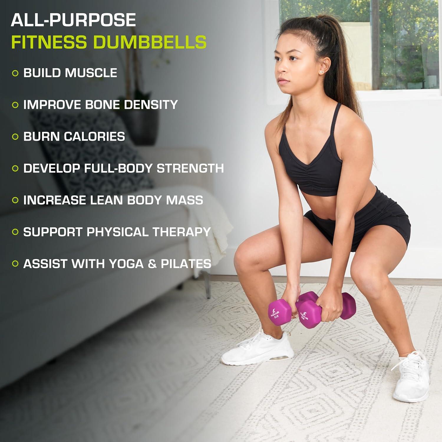 imageProsourceFit Neoprene Dumbbell Coated for NonSlip Grip 10 lbPurple  5LB