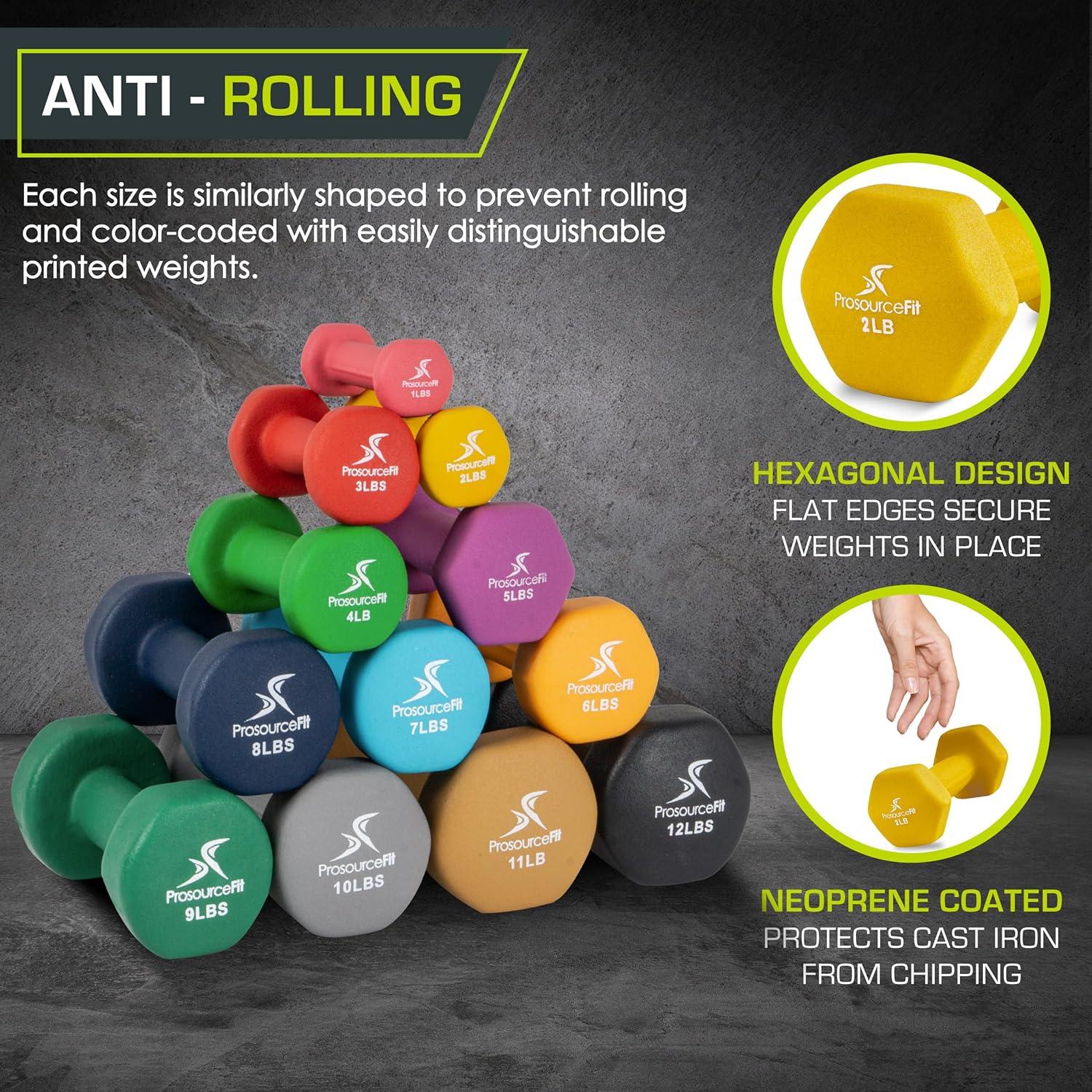 imageProsourceFit Neoprene Dumbbell Coated for NonSlip Grip 10 lbYellow  2LB