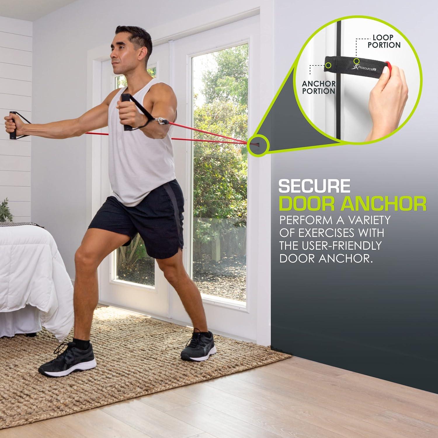 imageProsourceFit Single Stackable Resistance Bands with Door Anchor and Exercise Guide 812 LB Heavy Duty Fitness Tube for FullBody Exercises and Home WorkoutsAssorted  5 LB to 20 LB Resistance Level