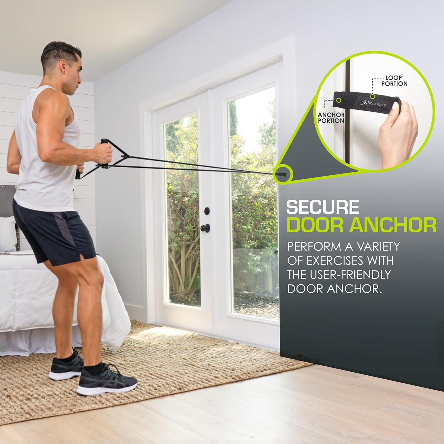 imageProsourceFit Single Stackable Resistance Bands with Door Anchor and Exercise Guide 812 LB Heavy Duty Fitness Tube for FullBody Exercises and Home WorkoutsAssorted  2 LB to 20 LB Resistance Level