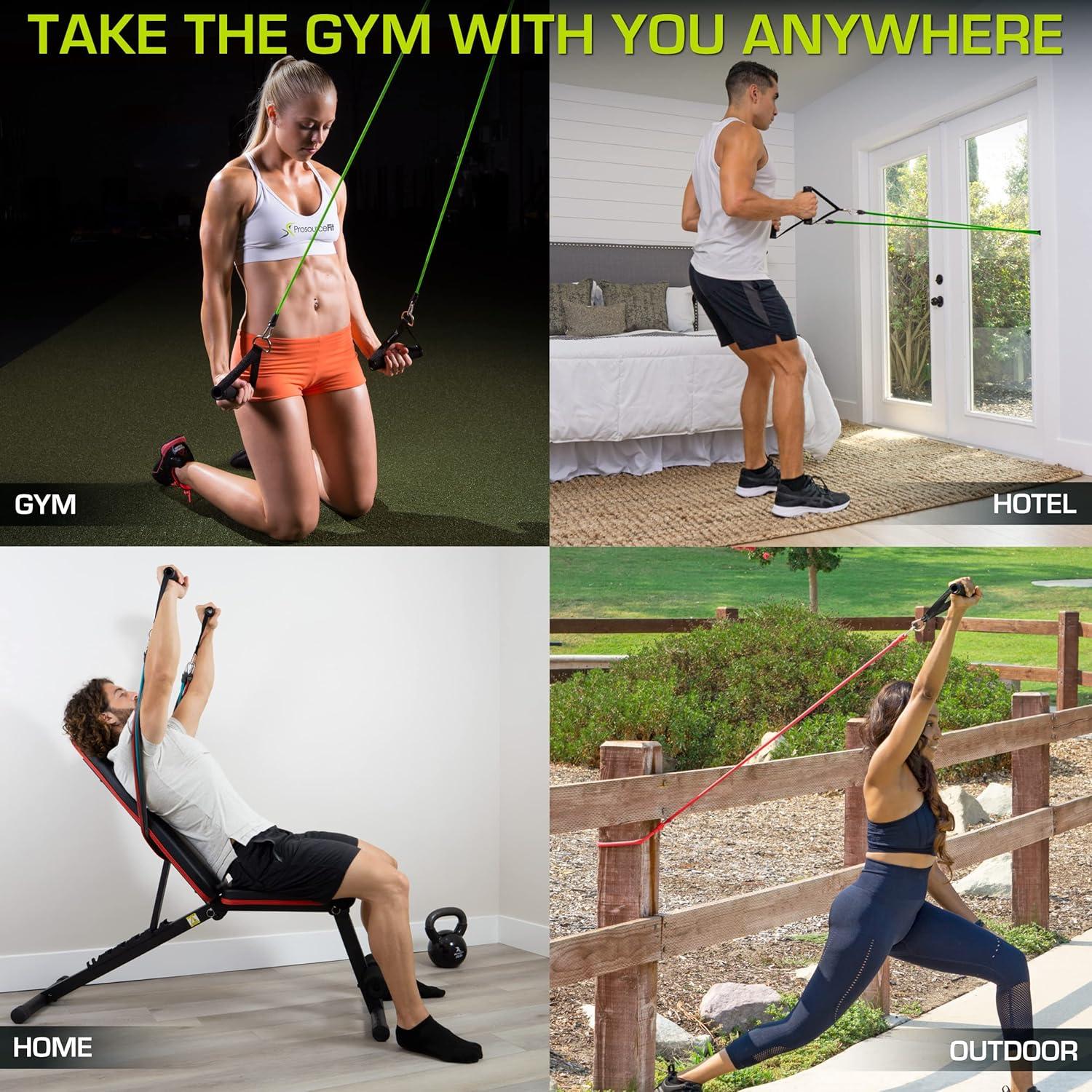 imageProsourceFit Single Stackable Resistance Bands with Door Anchor and Exercise Guide 812 LB Heavy Duty Fitness Tube for FullBody Exercises and Home WorkoutsAssorted  5 LB to 20 LB Resistance Level