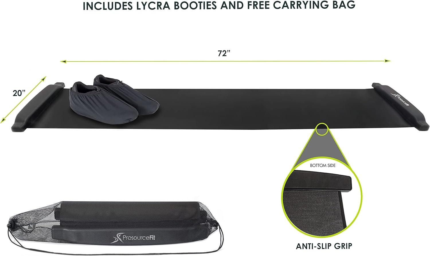 imageProsourceFit Slide Board Mat for Exercise 6 with End Stops Booties ampamp Carrying Bag for LowImpact Indoor Home Workouts and Sports TrainingStandard
