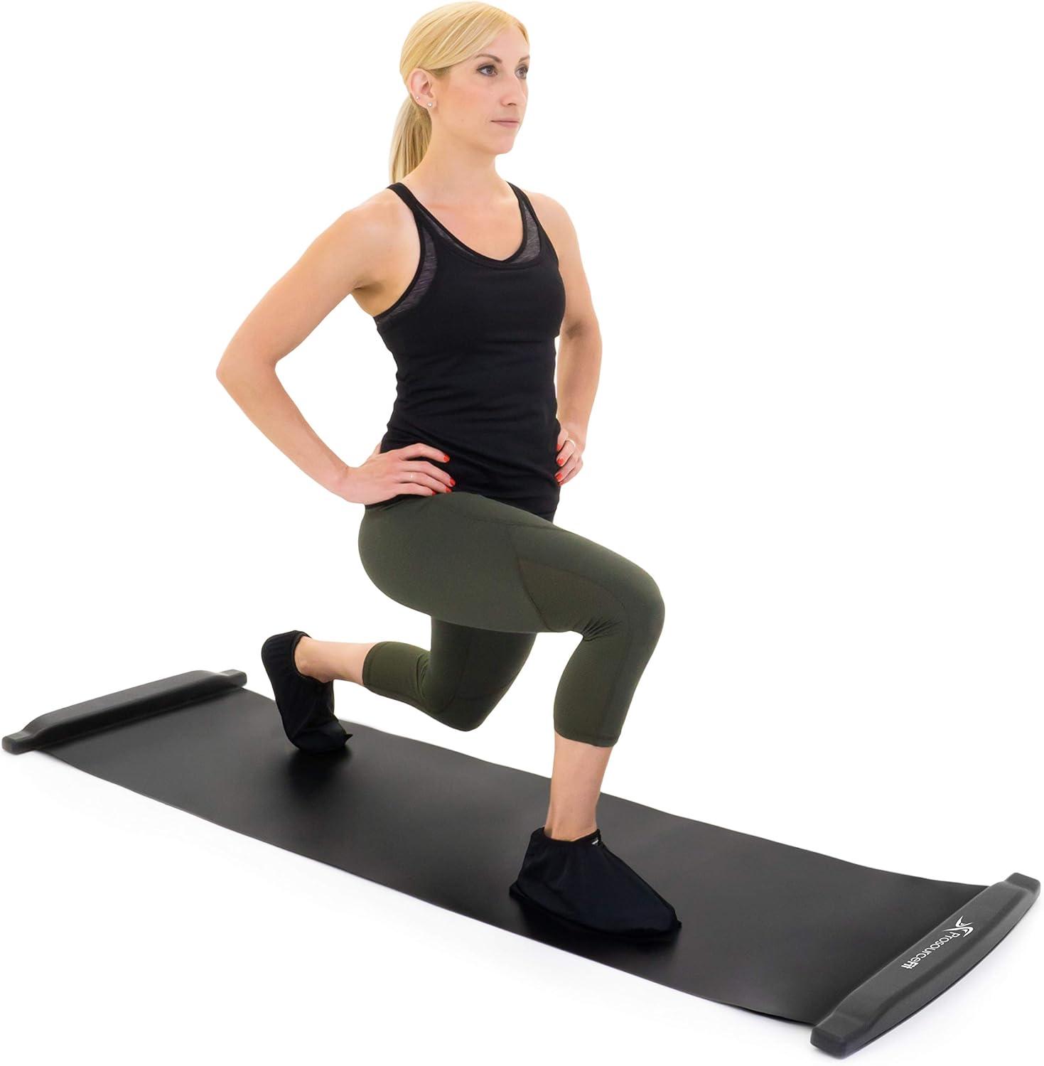 imageProsourceFit Slide Board Mat for Exercise 6 with End Stops Booties ampamp Carrying Bag for LowImpact Indoor Home Workouts and Sports TrainingStandard