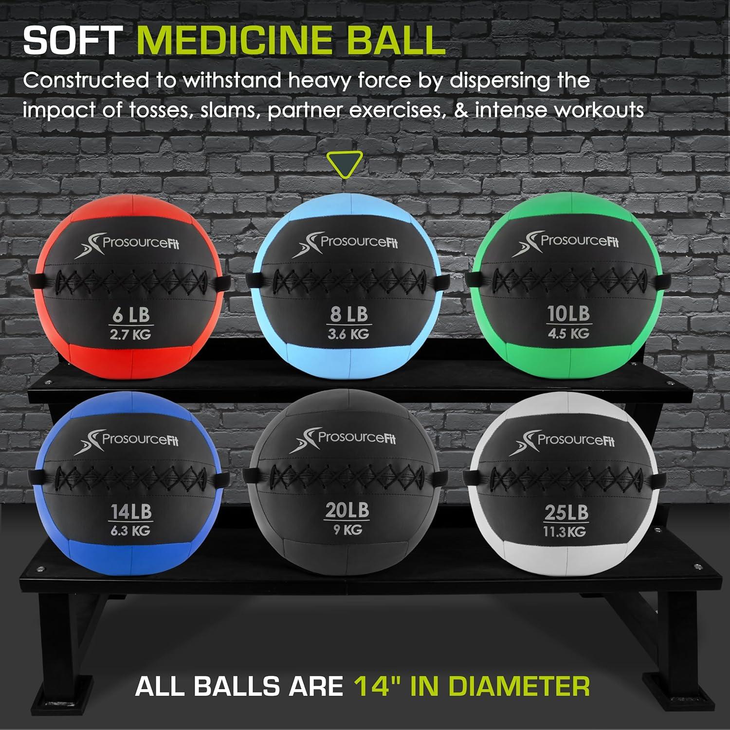imageProsourceFit Soft Medicine Balls Wall Balls and Full Body Dynamic ExercisesAqua 8 LB