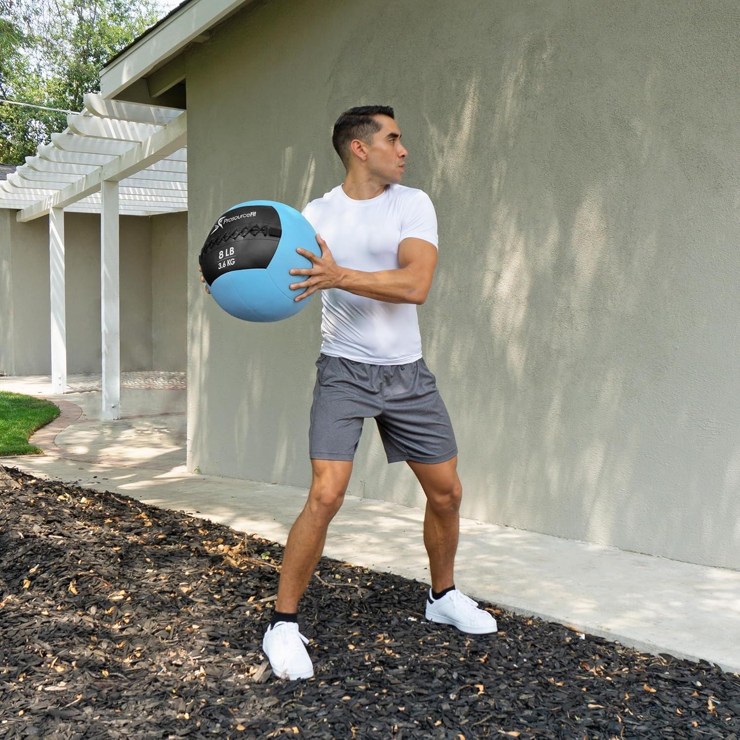 imageProsourceFit Soft Medicine Balls Wall Balls and Full Body Dynamic ExercisesAqua 8 LB