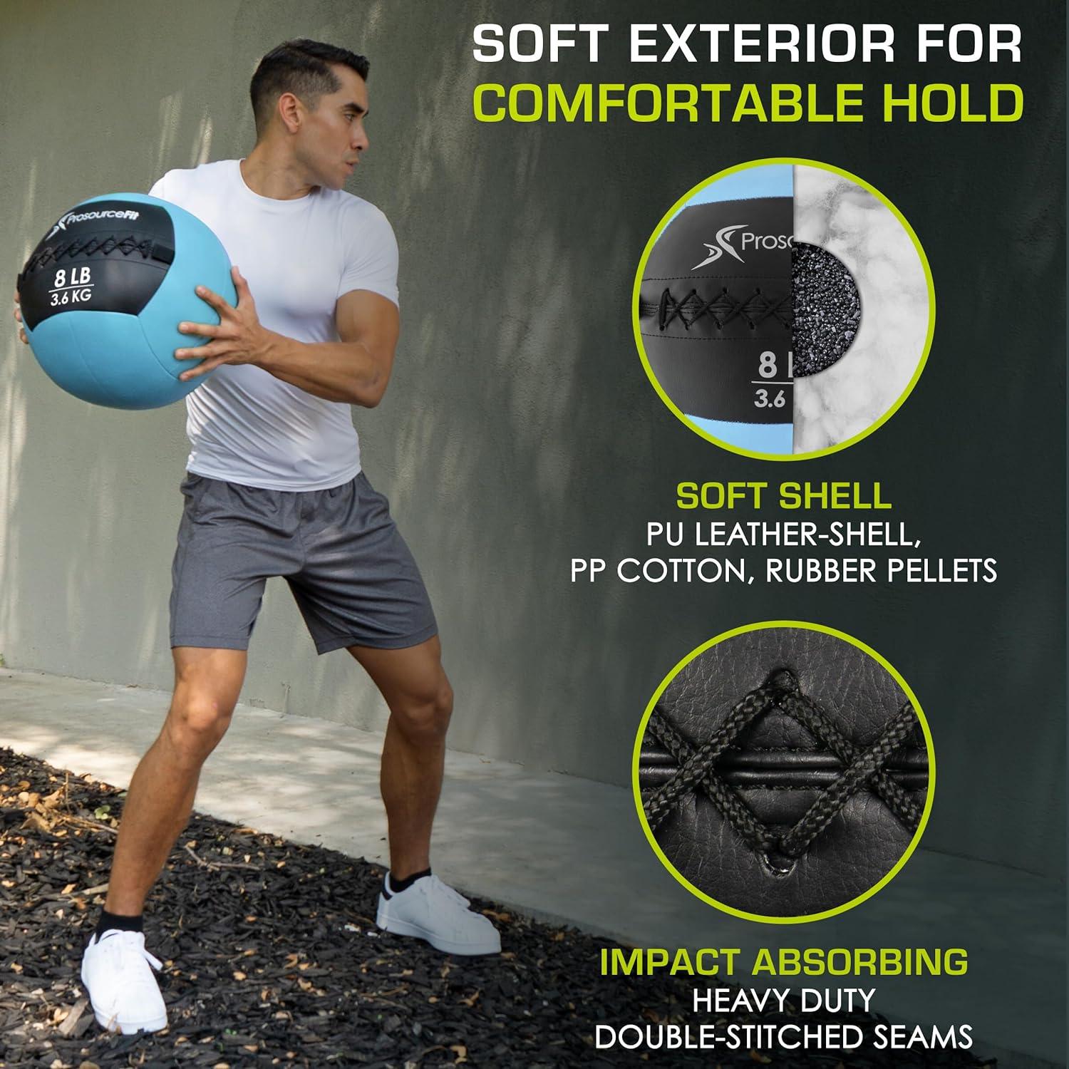 imageProsourceFit Soft Medicine Balls Wall Balls and Full Body Dynamic ExercisesAqua 8 LB