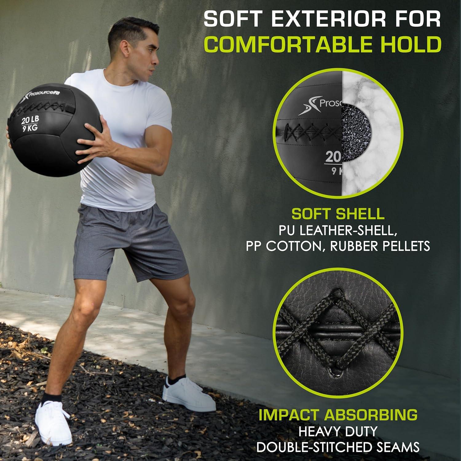 imageProsourceFit Soft Medicine Balls Wall Balls and Full Body Dynamic ExercisesBlack 20 LB