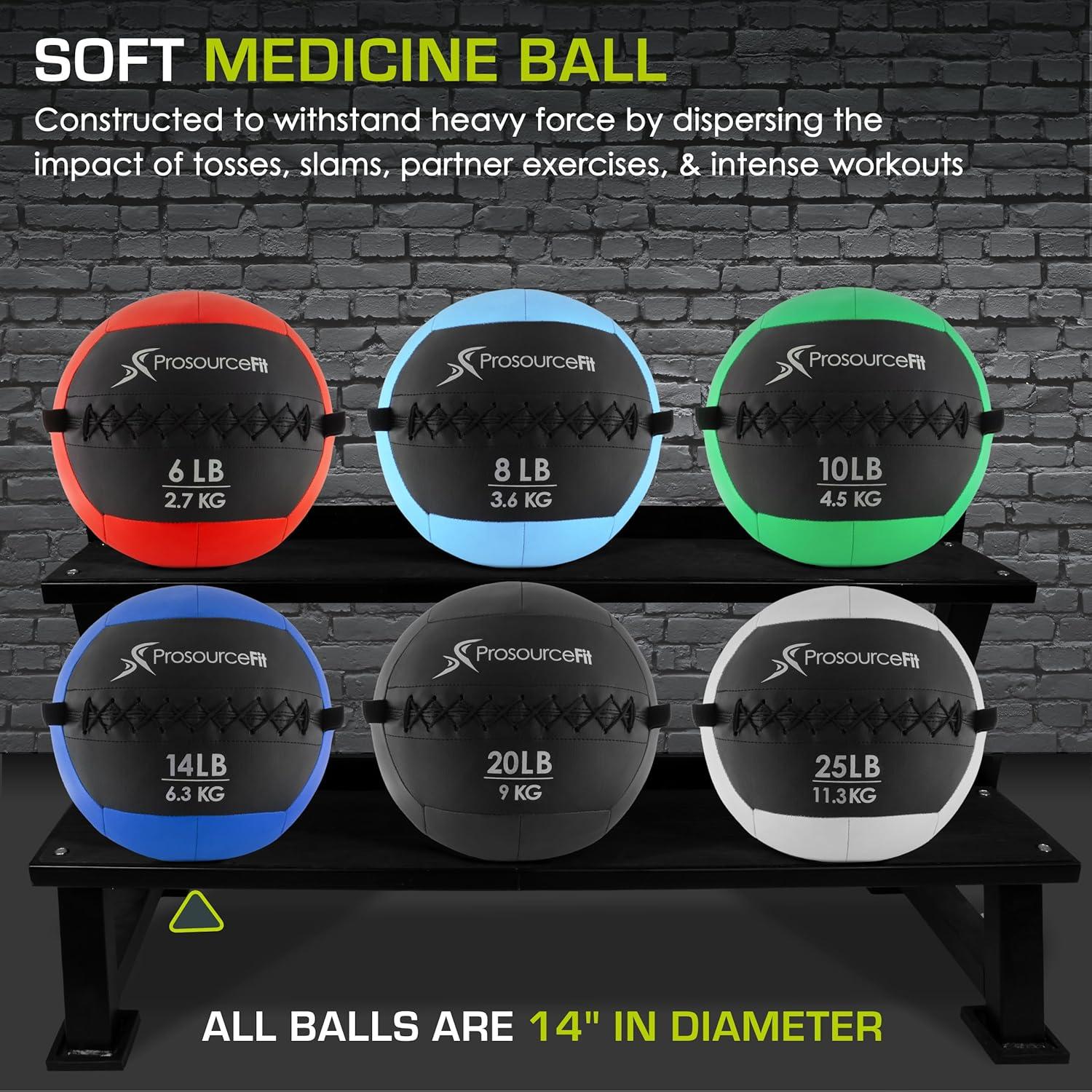 imageProsourceFit Soft Medicine Balls Wall Balls and Full Body Dynamic ExercisesBlue 14 LB