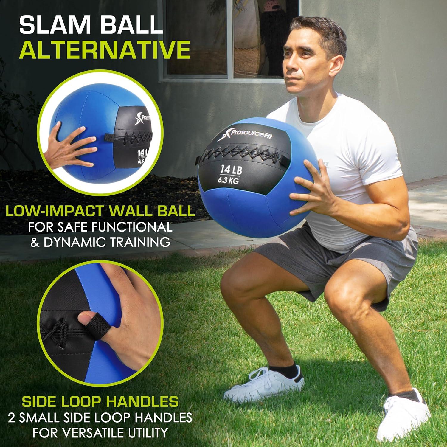 imageProsourceFit Soft Medicine Balls Wall Balls and Full Body Dynamic ExercisesBlue 14 LB