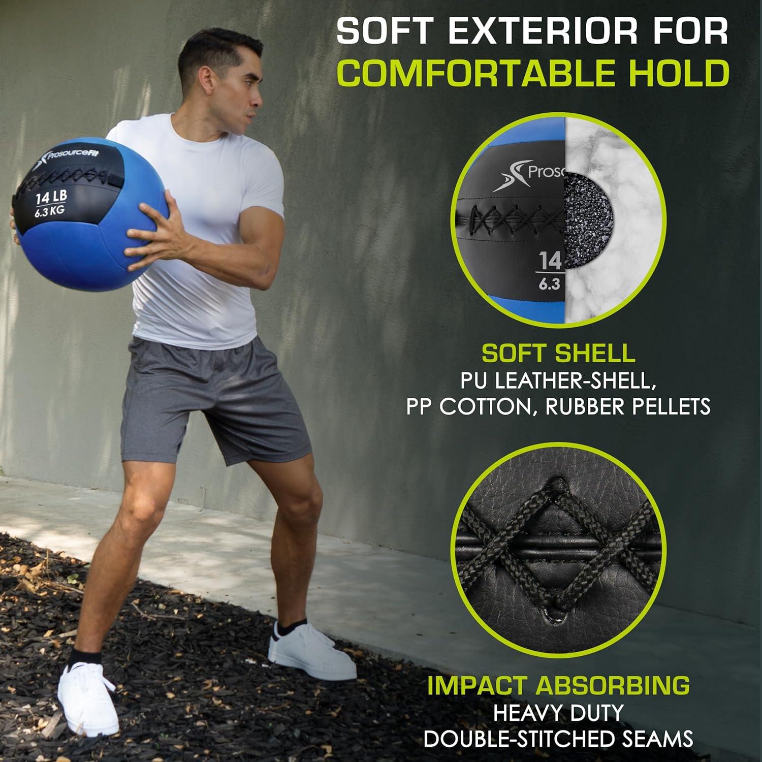 imageProsourceFit Soft Medicine Balls Wall Balls and Full Body Dynamic ExercisesBlue 14 LB