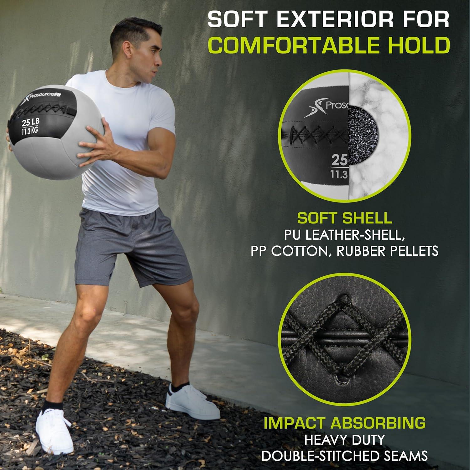 imageProsourceFit Soft Medicine Balls Wall Balls and Full Body Dynamic ExercisesGray 25 LB
