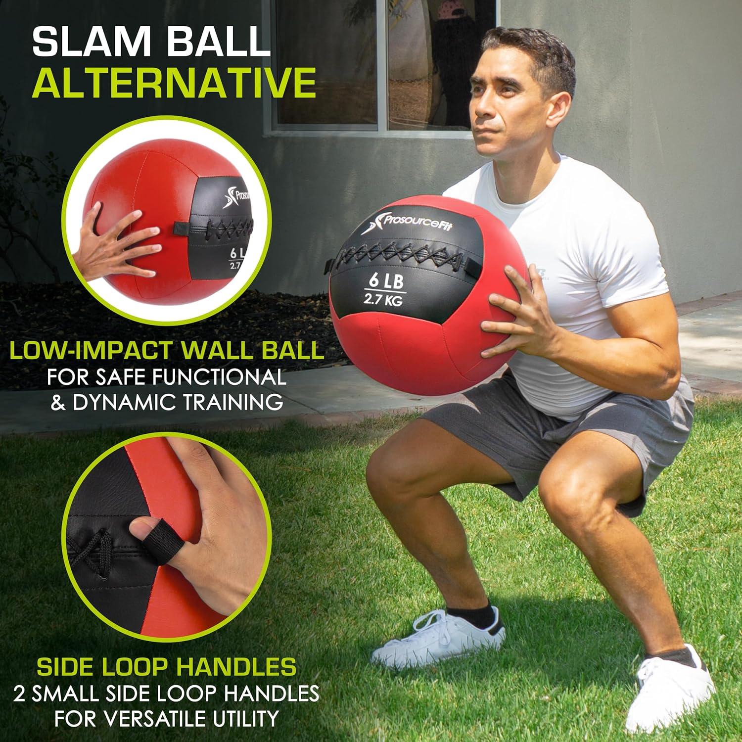 imageProsourceFit Soft Medicine Balls Wall Balls and Full Body Dynamic ExercisesRed 6 LB