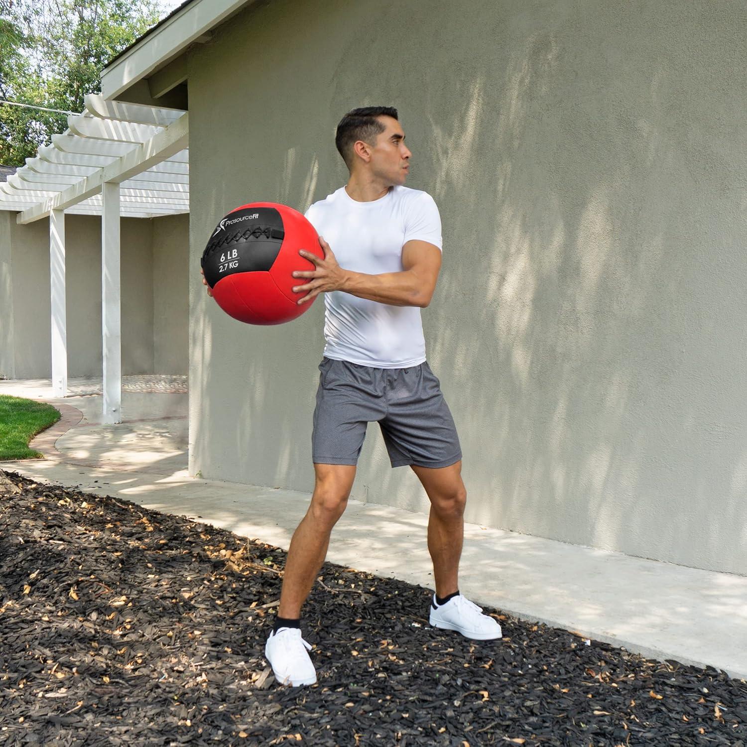 imageProsourceFit Soft Medicine Balls Wall Balls and Full Body Dynamic ExercisesRed 6 LB