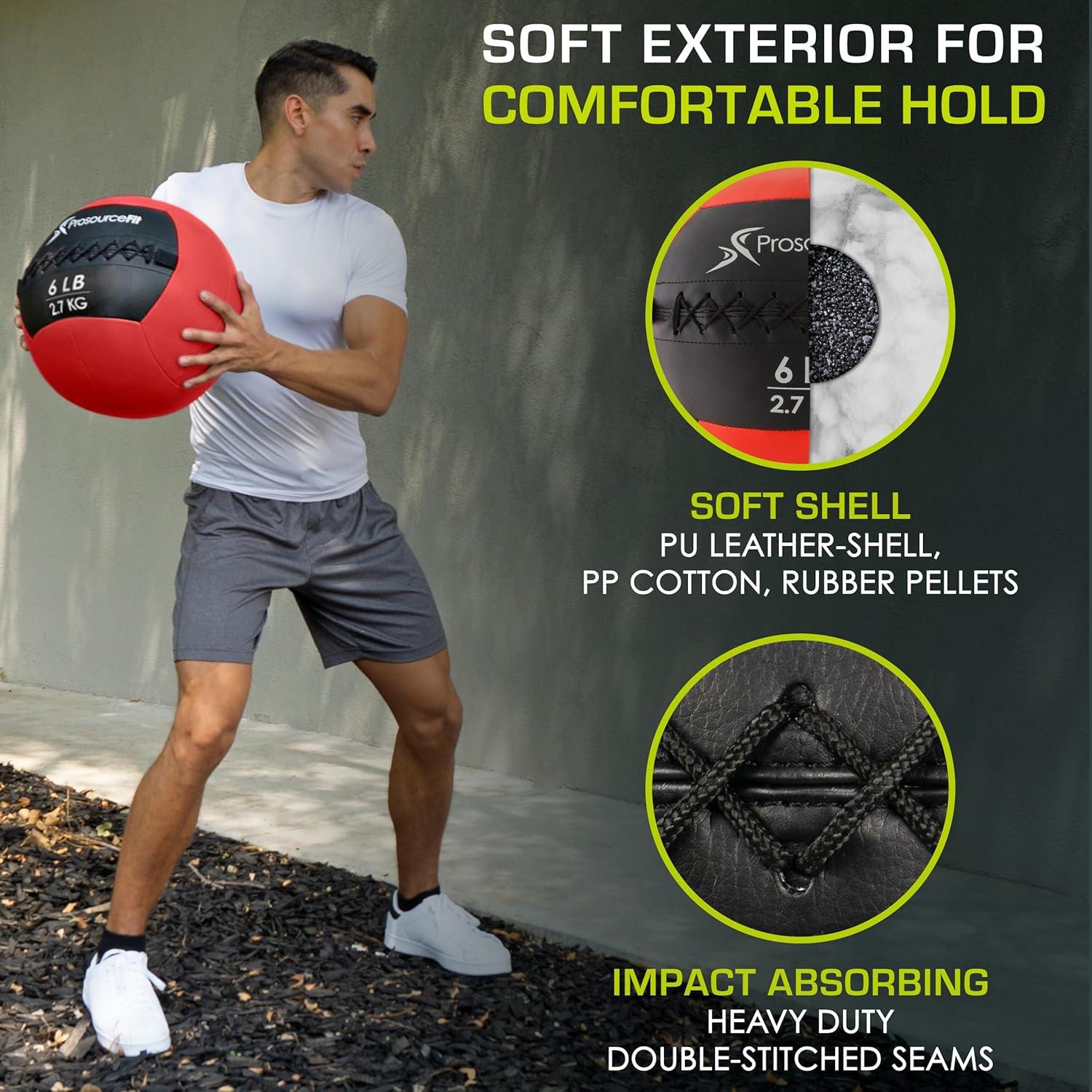 imageProsourceFit Soft Medicine Balls Wall Balls and Full Body Dynamic ExercisesRed 6 LB