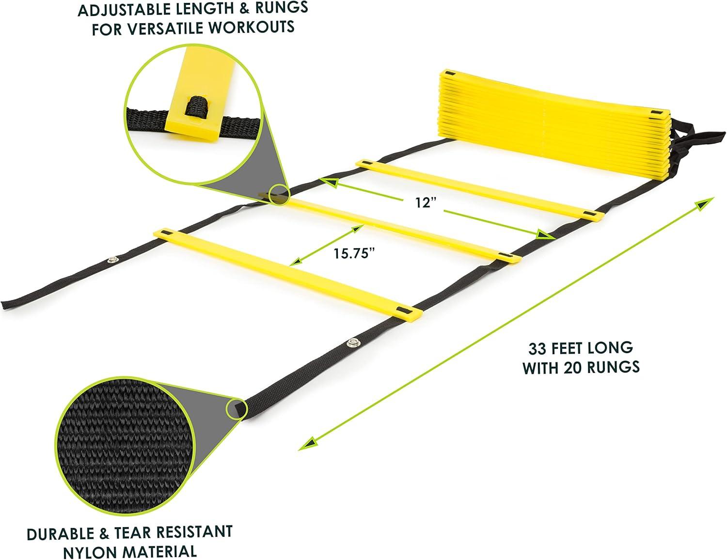 imageProsourceFit Speed Agility Ladder 8 12 and 20 Rung for Speed Training and Sports Agility Workouts with Free Carrying Bag20 Rungs
