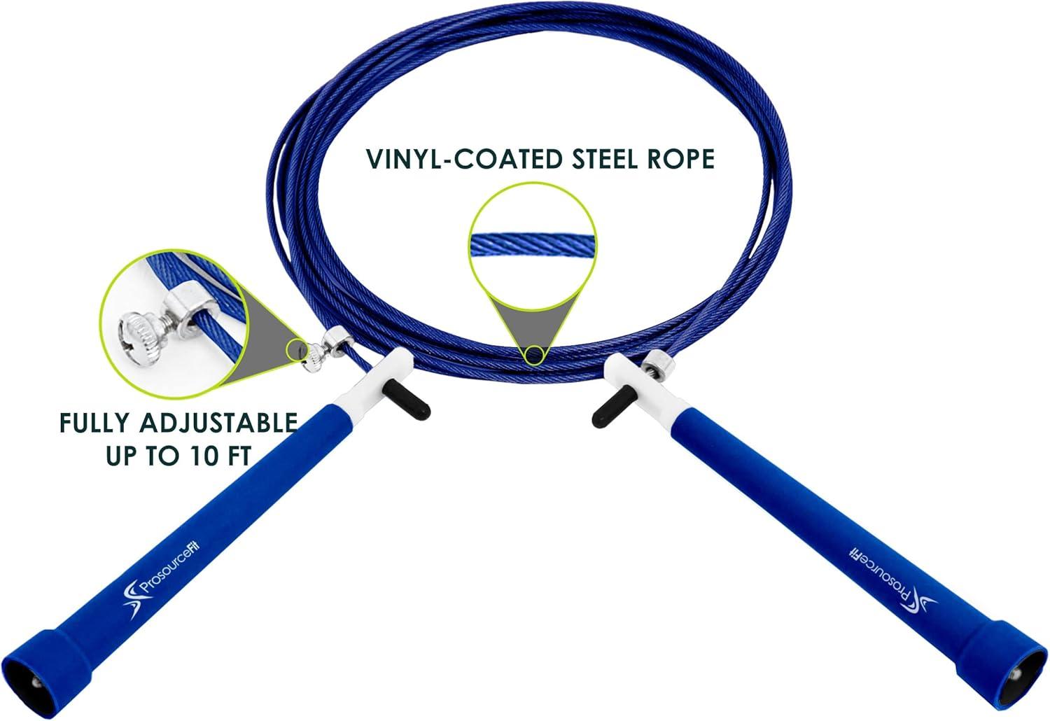 imageProsourceFit Speed Jump Rope 10 Adjustable Length Super Fast Turning for Cardio BoxingBlue