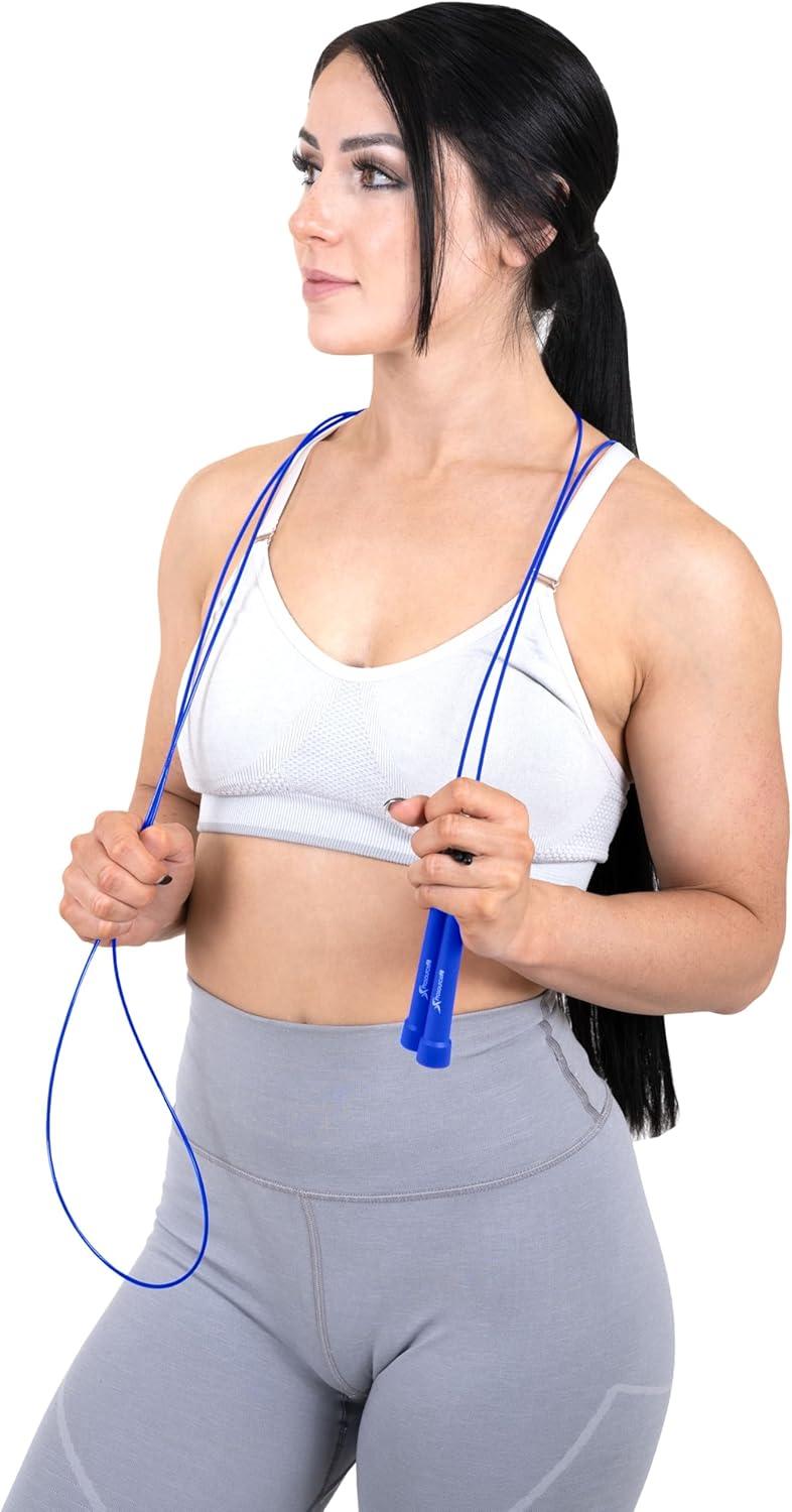 imageProsourceFit Speed Jump Rope 10 Adjustable Length Super Fast Turning for Cardio BoxingBlue