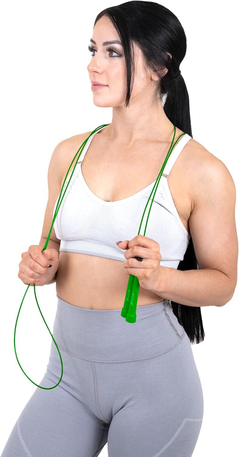 imageProsourceFit Speed Jump Rope 10 Adjustable Length Super Fast Turning for Cardio BoxingGreen