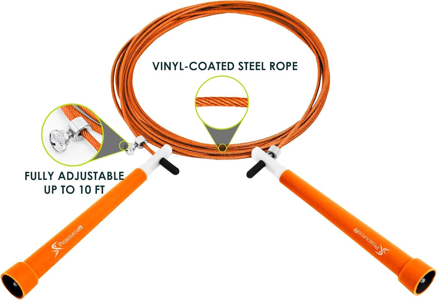 imageProsourceFit Speed Jump Rope 10 Adjustable Length Super Fast Turning for Cardio BoxingOrange