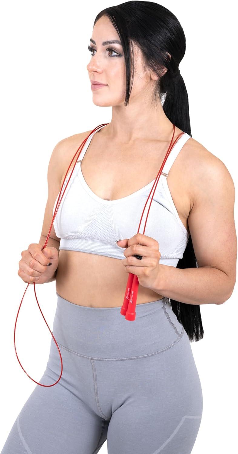 imageProsourceFit Speed Jump Rope 10 Adjustable Length Super Fast Turning for Cardio BoxingRed