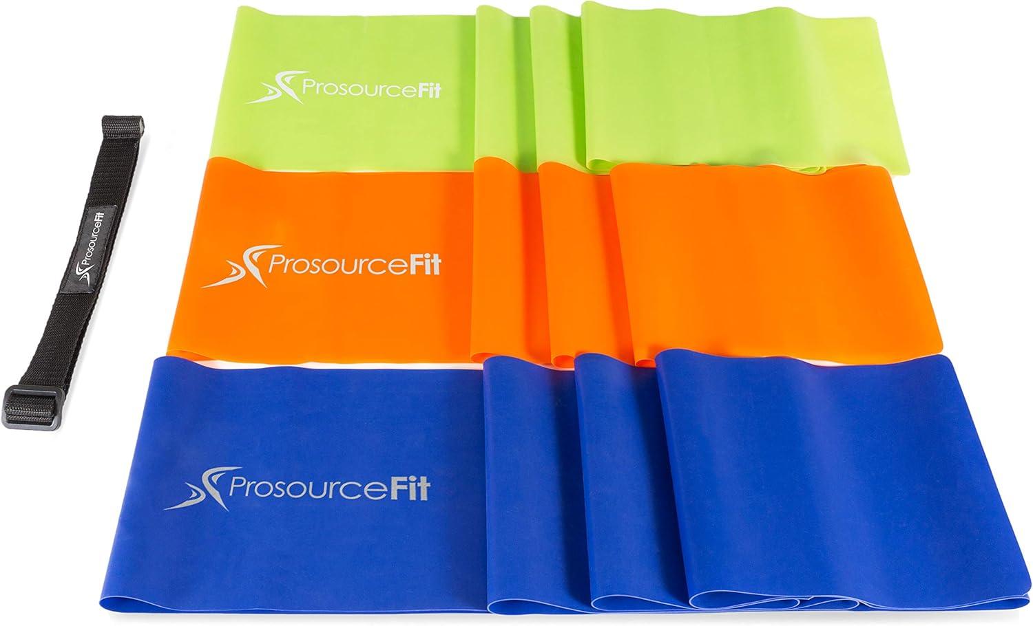 imageProsourceFit Therapy Flat Resistance Bands Set of 3 6 eachExtra Long for Stretching Pilates and Rehabilitation with Door Anchor