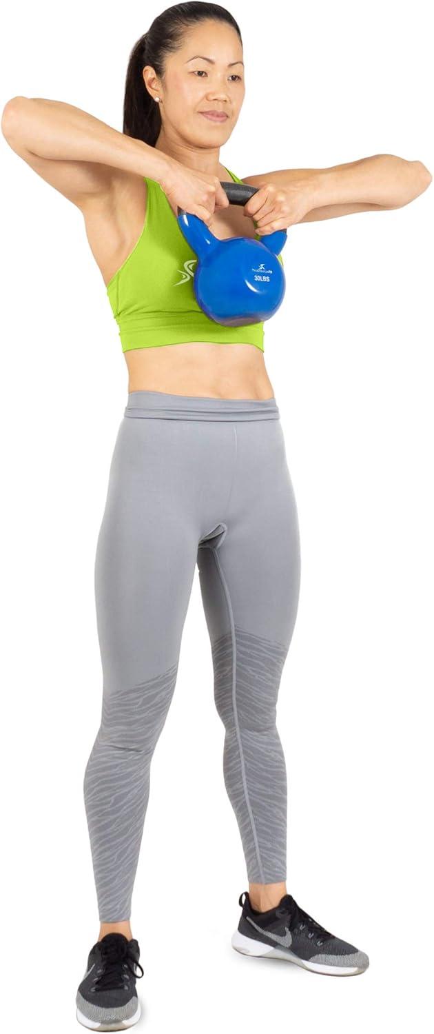 imageProsourceFit Vinyl Coated Cast Iron Kettlebells for Full Body Fitness WorkoutsBlue