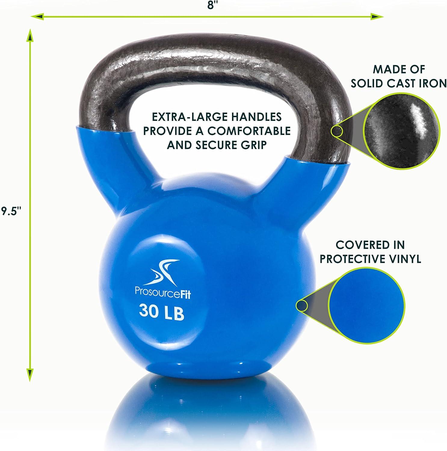 imageProsourceFit Vinyl Coated Cast Iron Kettlebells for Full Body Fitness WorkoutsBlue