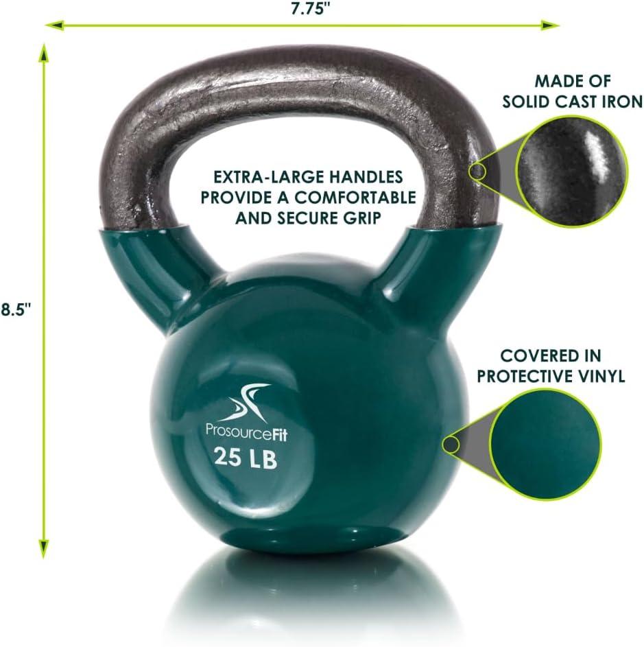 imageProsourceFit Vinyl Coated Cast Iron Kettlebells for Full Body Fitness WorkoutsGreen