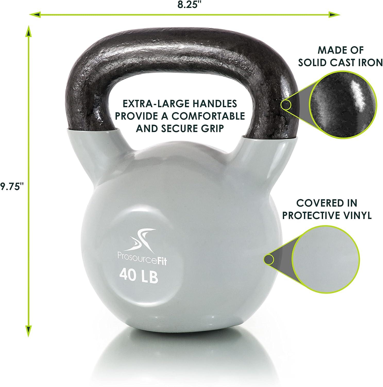 imageProsourceFit Vinyl Coated Cast Iron Kettlebells for Full Body Fitness WorkoutsGrey