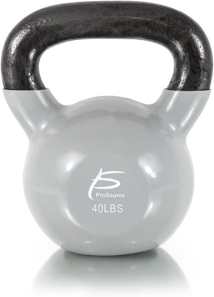 imageProsourceFit Vinyl Coated Cast Iron Kettlebells for Full Body Fitness WorkoutsGrey