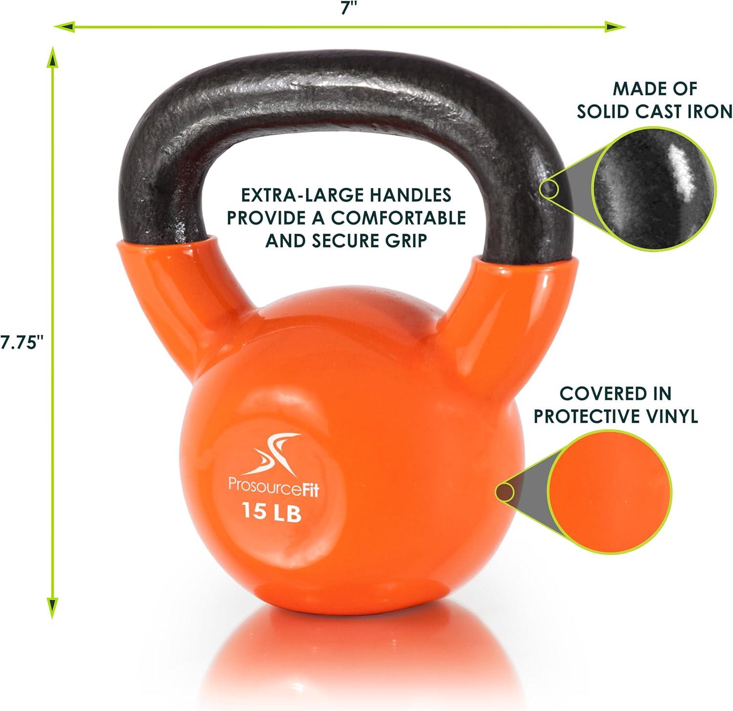 imageProsourceFit Vinyl Coated Cast Iron Kettlebells for Full Body Fitness WorkoutsOrange