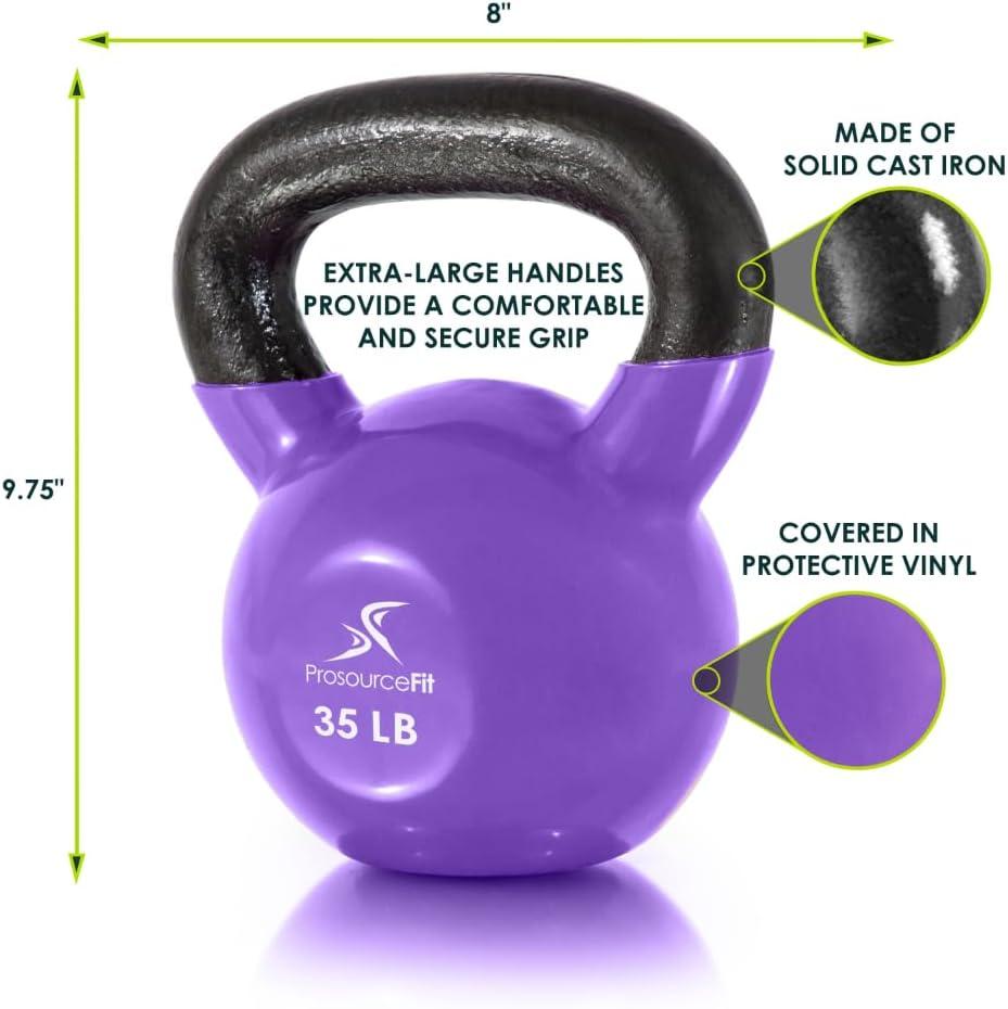 imageProsourceFit Vinyl Coated Cast Iron Kettlebells for Full Body Fitness WorkoutsPurple