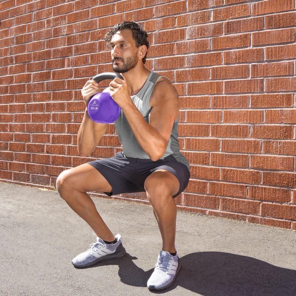 imageProsourceFit Vinyl Coated Cast Iron Kettlebells for Full Body Fitness WorkoutsPurple