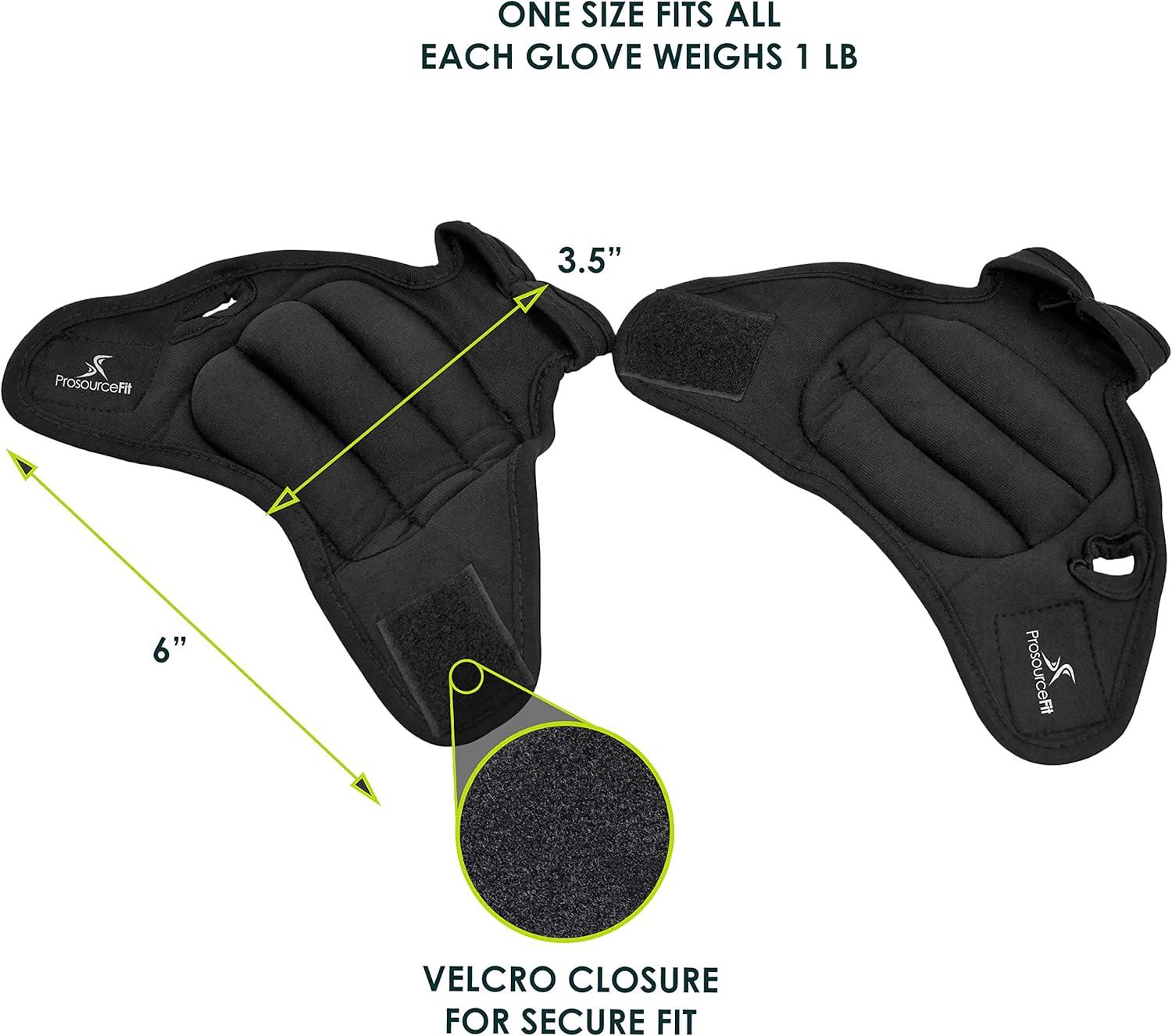 imageProsourceFit Weighted Gloves Pair of Heavy Duty 2 lb Neoprene for Sculpting and AerobicsBlack