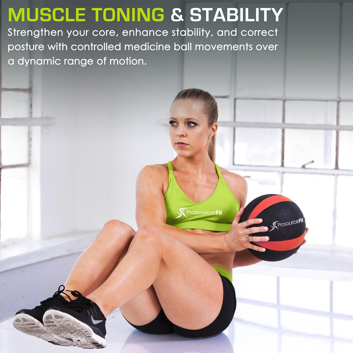imageProsourceFit Weighted Medicine Ball for Full Body Workouts10 LB  RedBlack