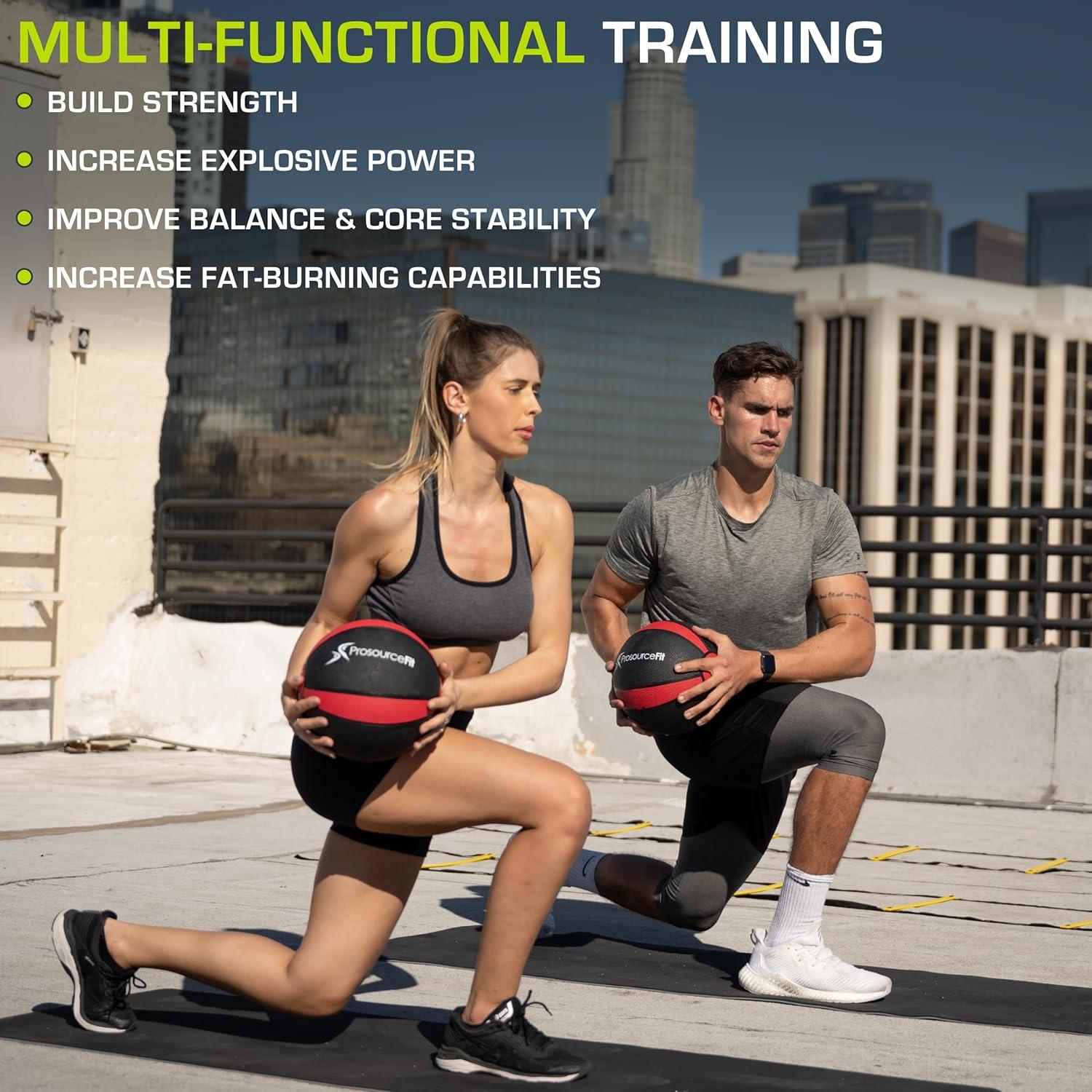 imageProsourceFit Weighted Medicine Ball for Full Body Workouts10 LB  RedBlack
