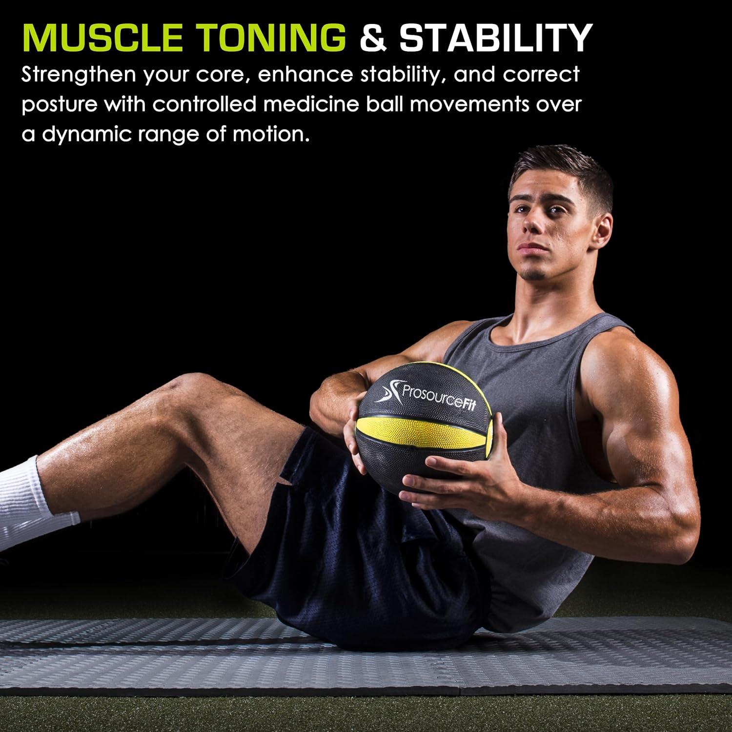 imageProsourceFit Weighted Medicine Ball for Full Body Workouts6 LB  YellowBlack