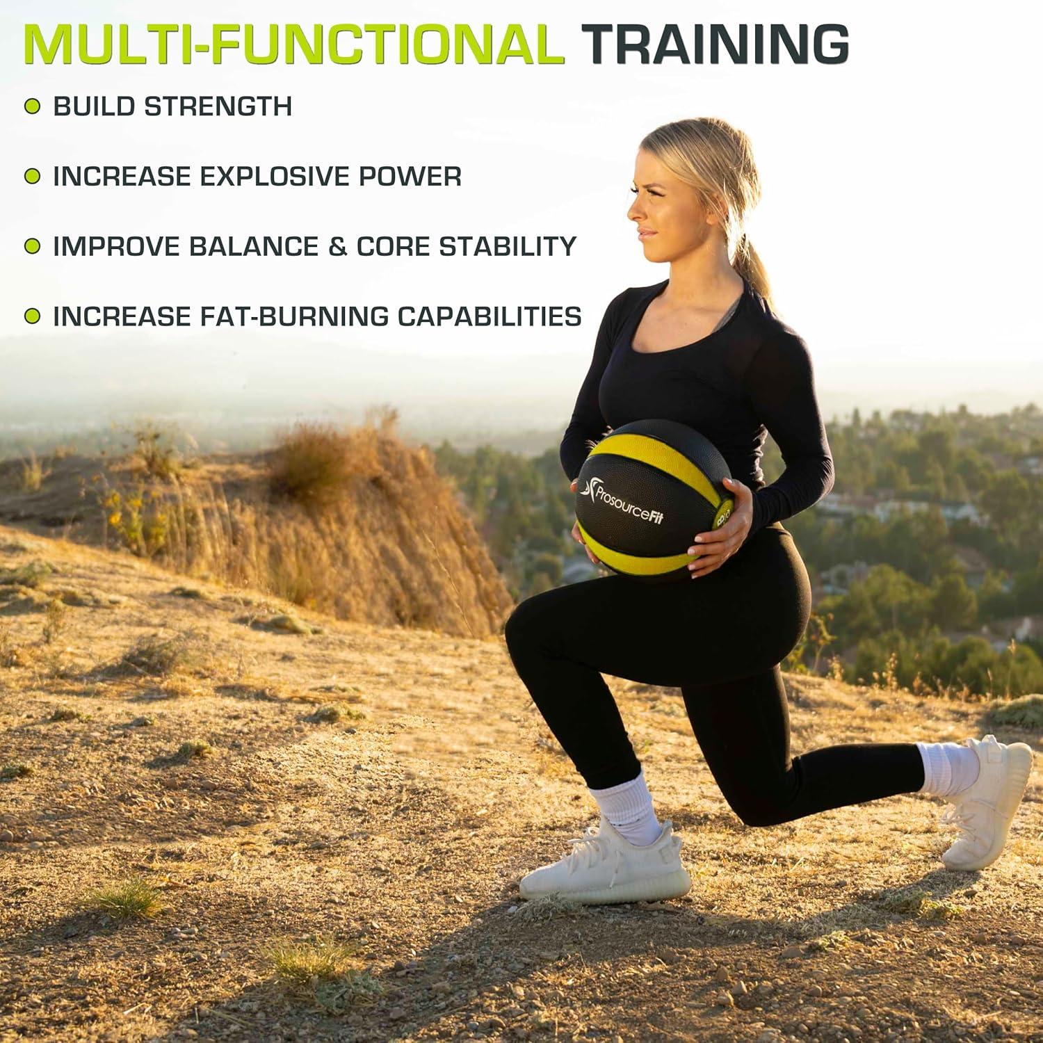 imageProsourceFit Weighted Medicine Ball for Full Body Workouts6 LB  YellowBlack