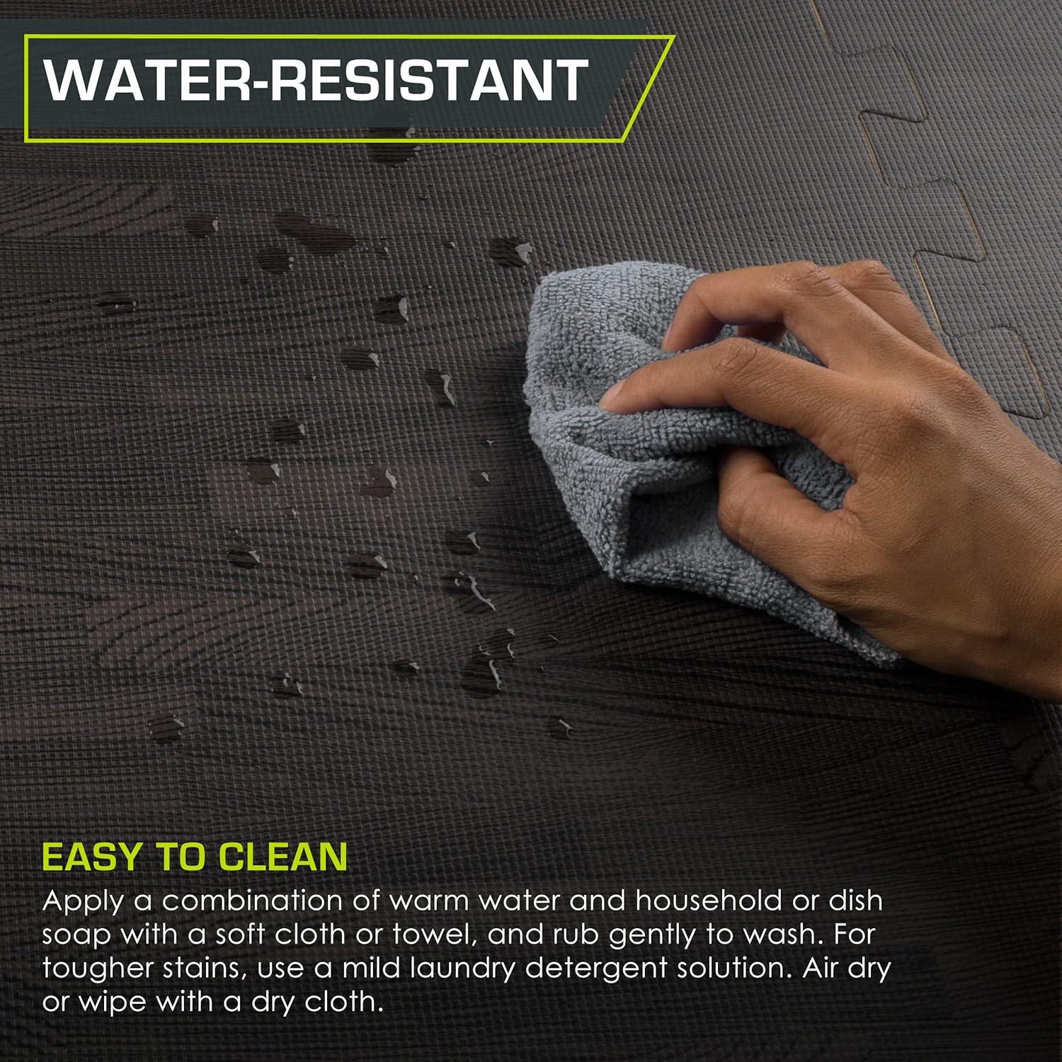 imageProsourceFit Wood Grain Puzzle Mat 12in 6 EVA Foam Interlocking Floor Tiles 24SQ FT for Secure Indoor Room Workout Flooring and Playmat Dark OakCarbon Black  24 Sq Ft  6 Tiles